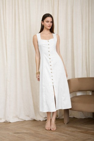 DD 1428 - Button Down Split Hem Midi Dress