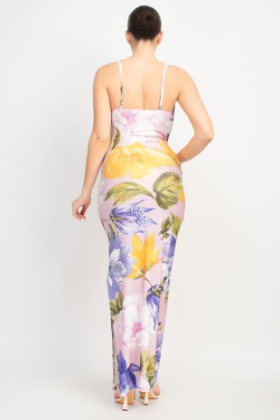 DD 1410 - Cowl Neck Slit Maxi Dress