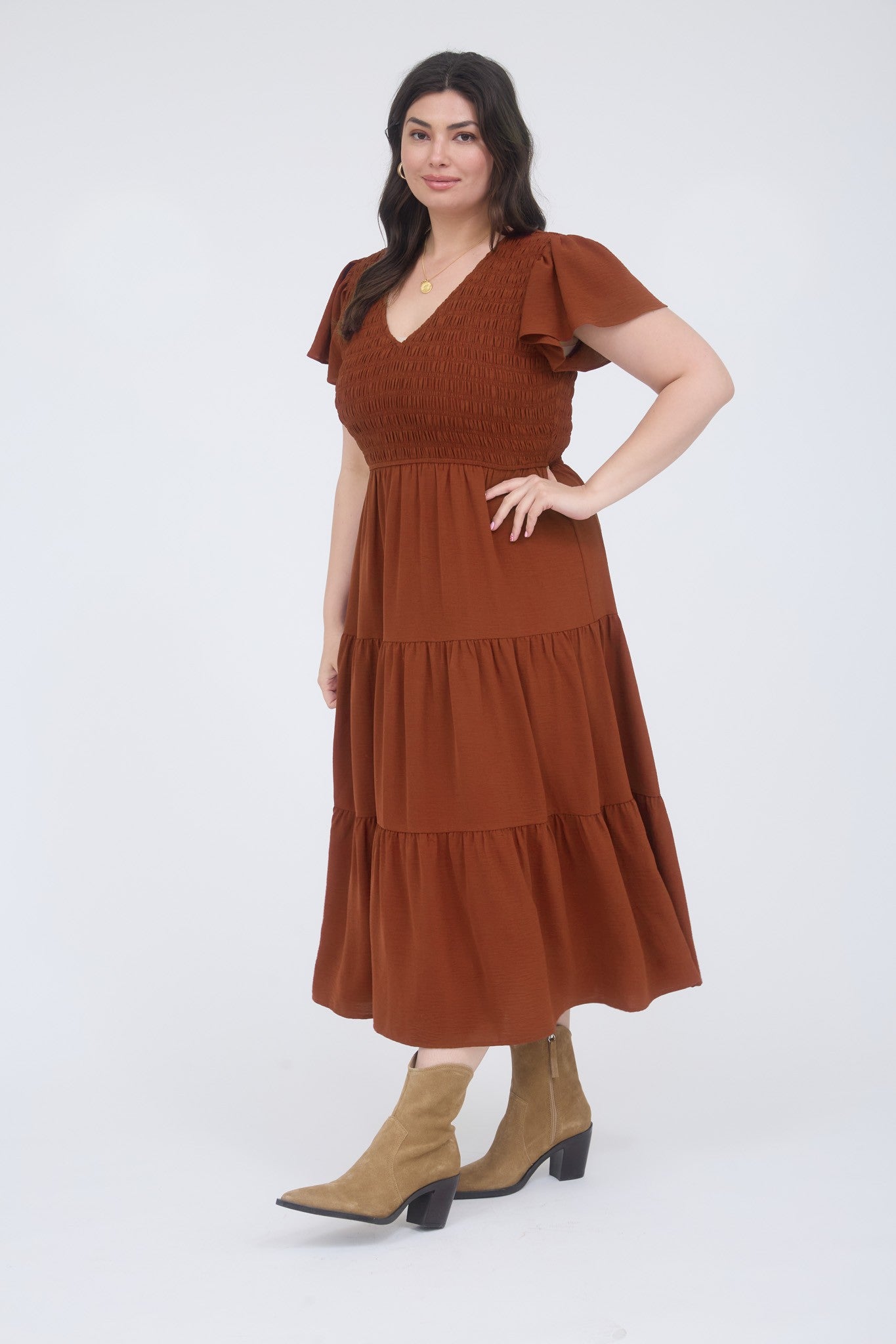 PS 010 - Flutter Sleeve Midi Dress