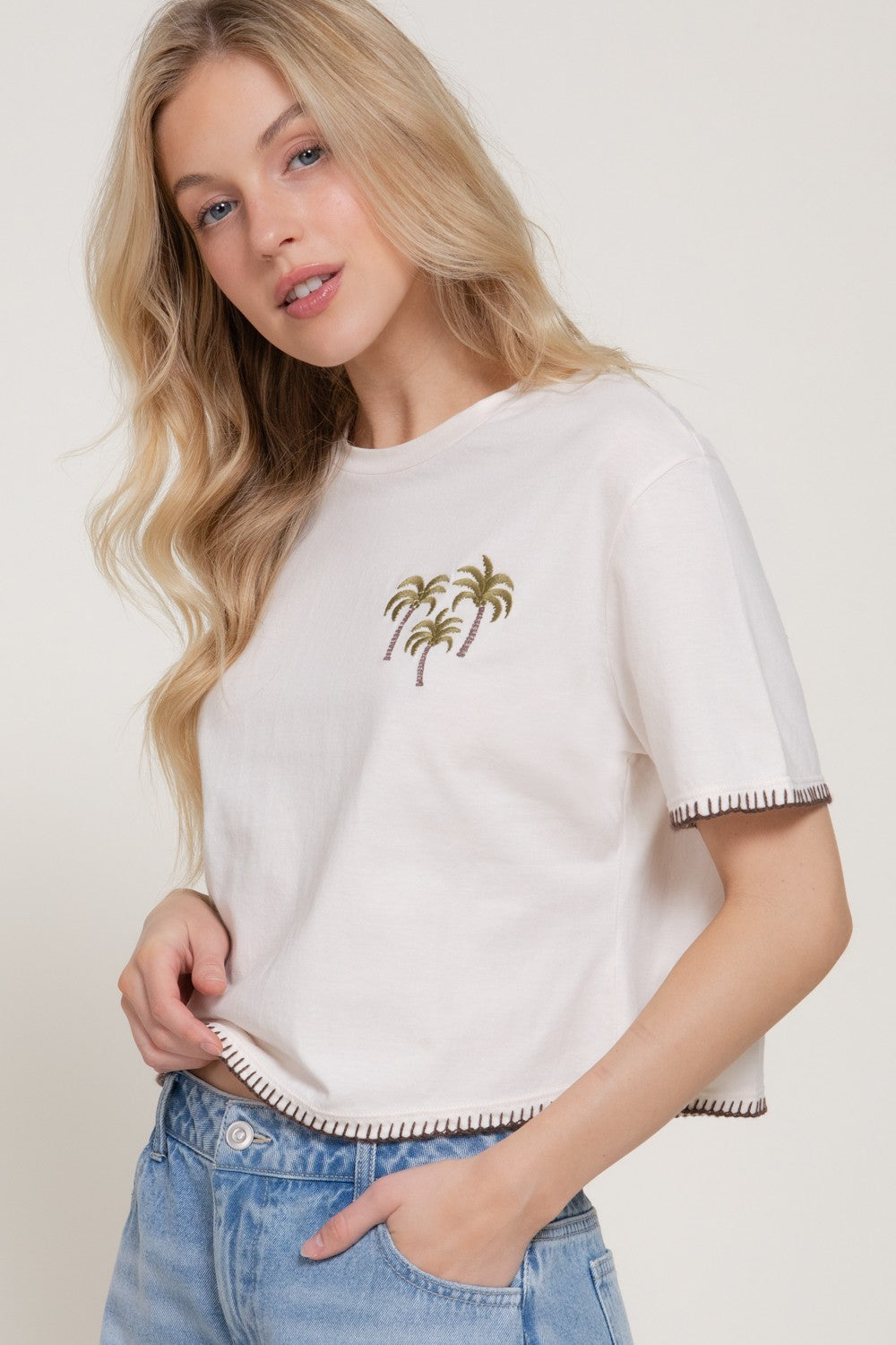 CT 2840 - Short Sleeve Embroidered Jersey Top