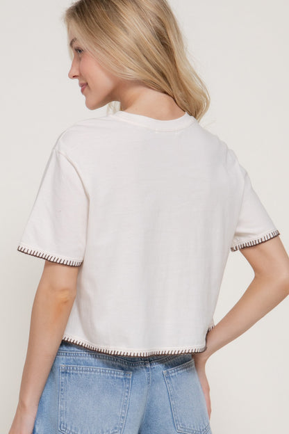 CT 2840 - Short Sleeve Embroidered Jersey Top