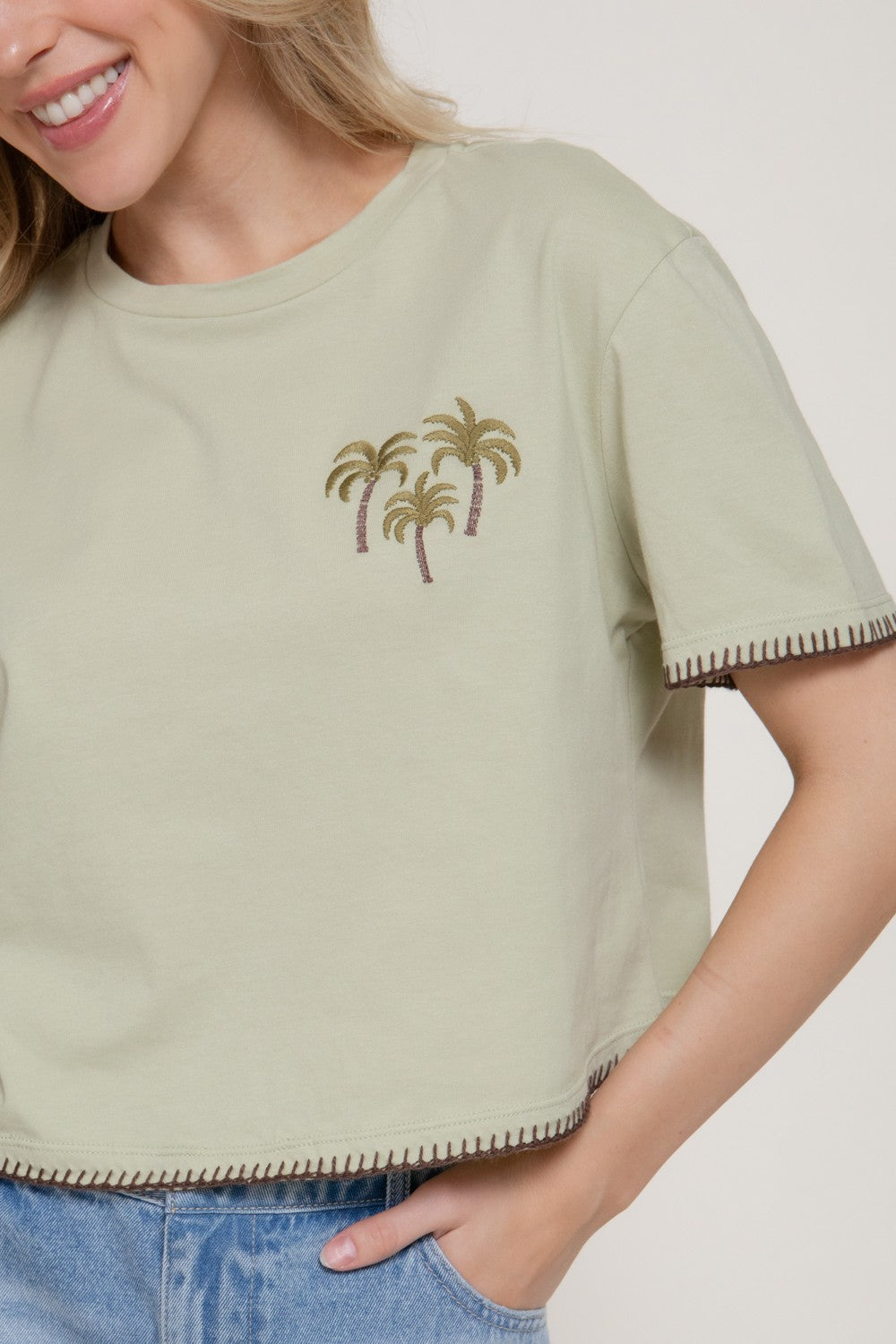 CT 2840 - Short Sleeve Embroidered Jersey Top