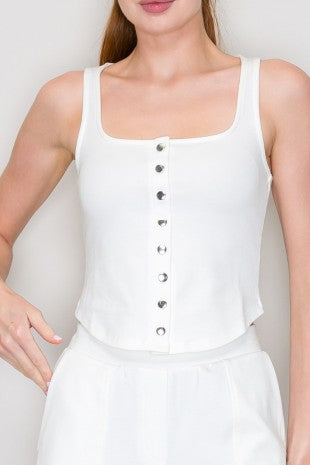 CT 2832 - Square Neck Button Top