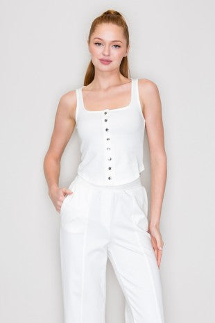 CT 2832 - Square Neck Button Top
