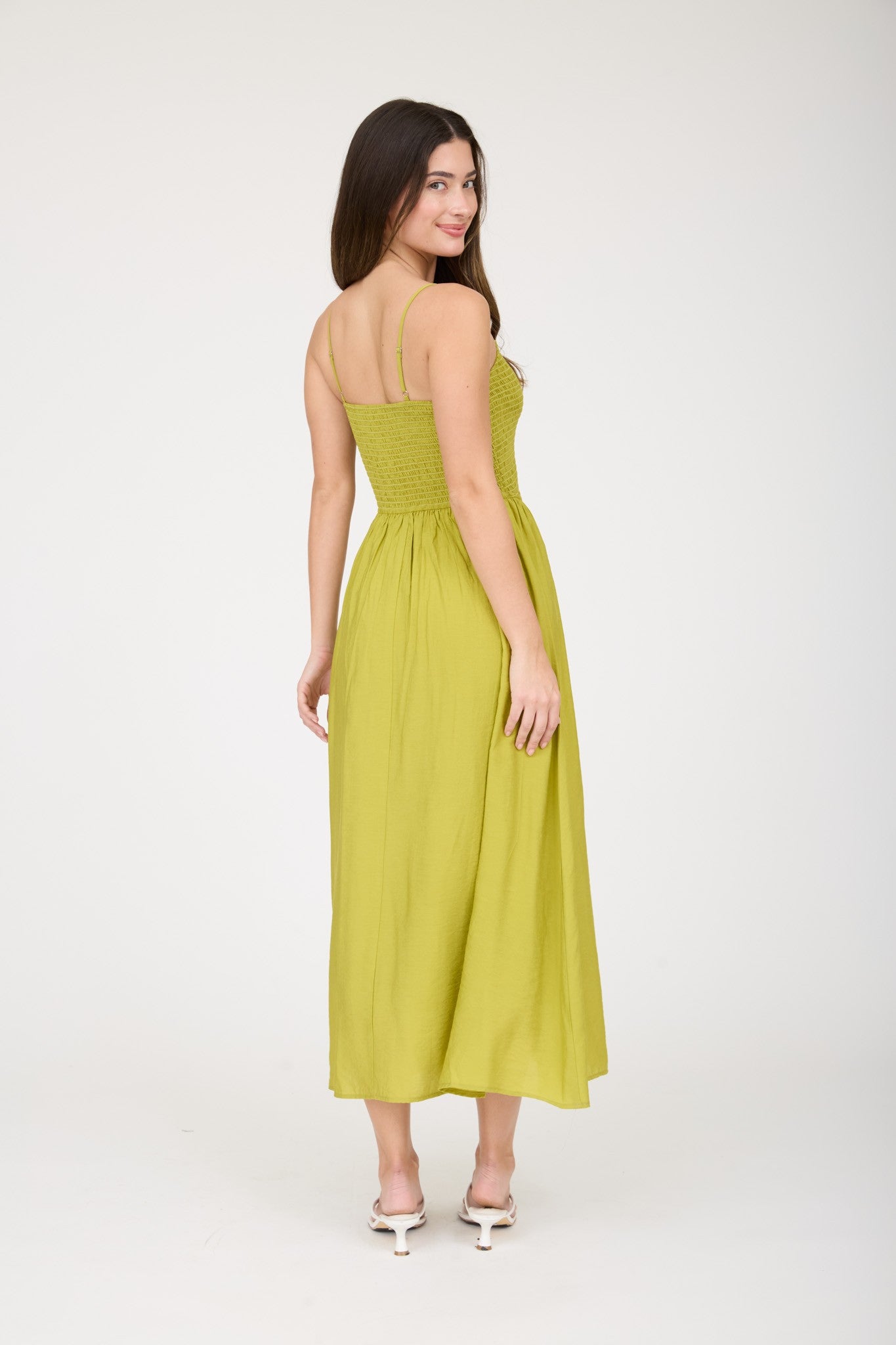 DD 1427 - Smocked Basque Waist Midi Dress