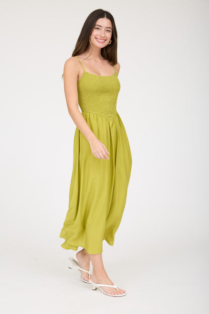 DD 1427 - Smocked Basque Waist Midi Dress