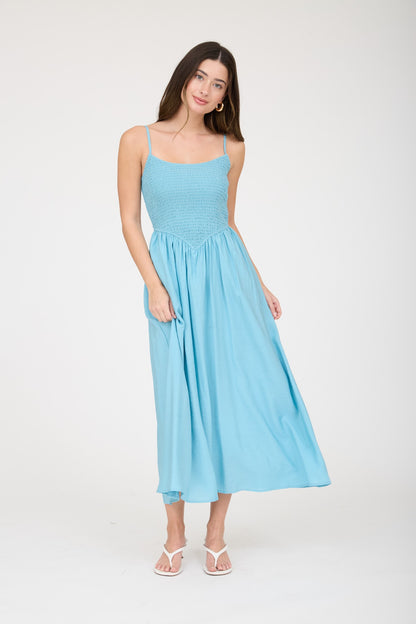 DD 1450 - Smocked Basque Waist Midi Dress
