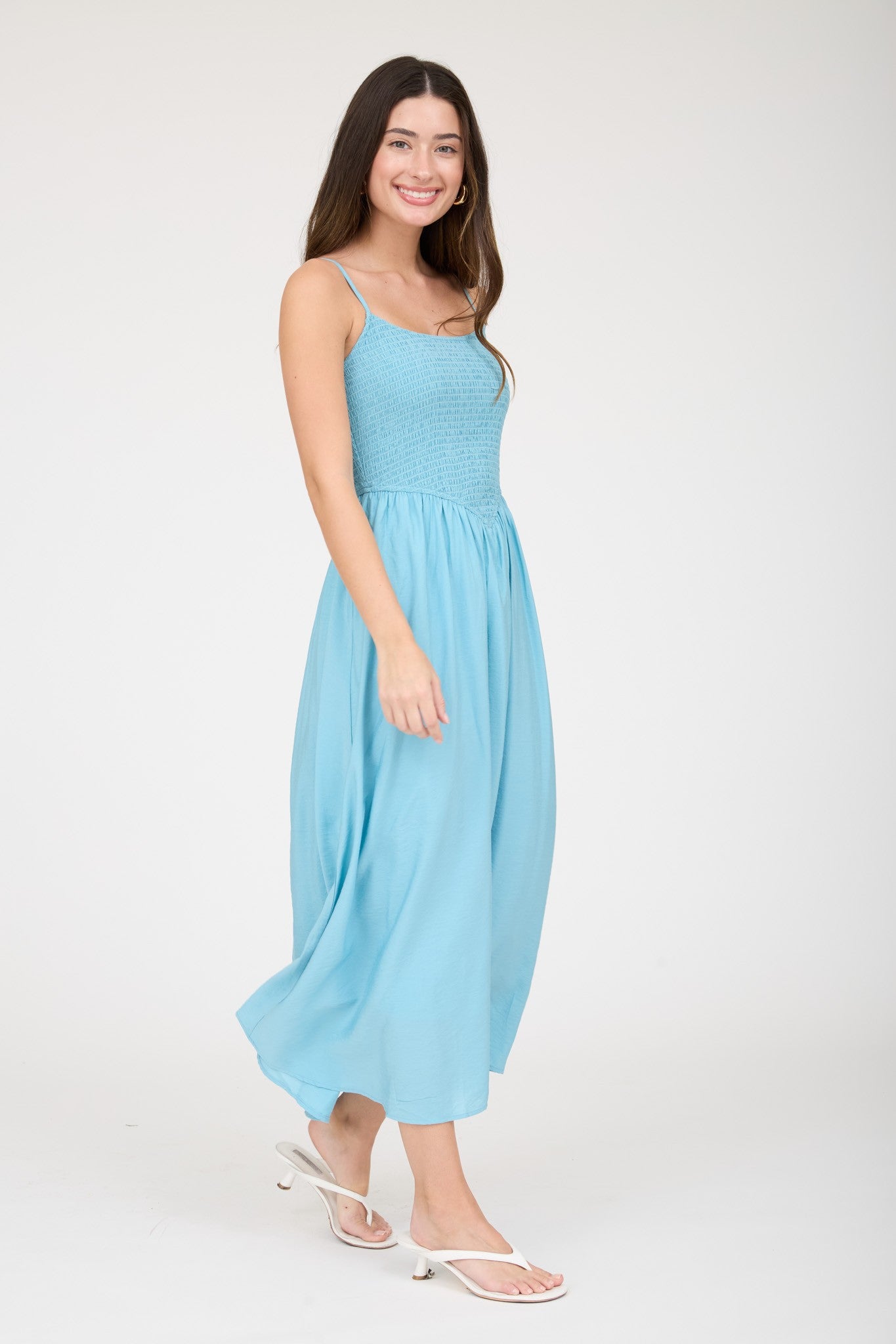 DD 1450 - Smocked Basque Waist Midi Dress