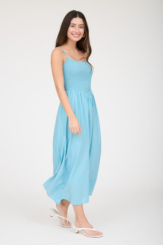 DD 1450 - Smocked Basque Waist Midi Dress