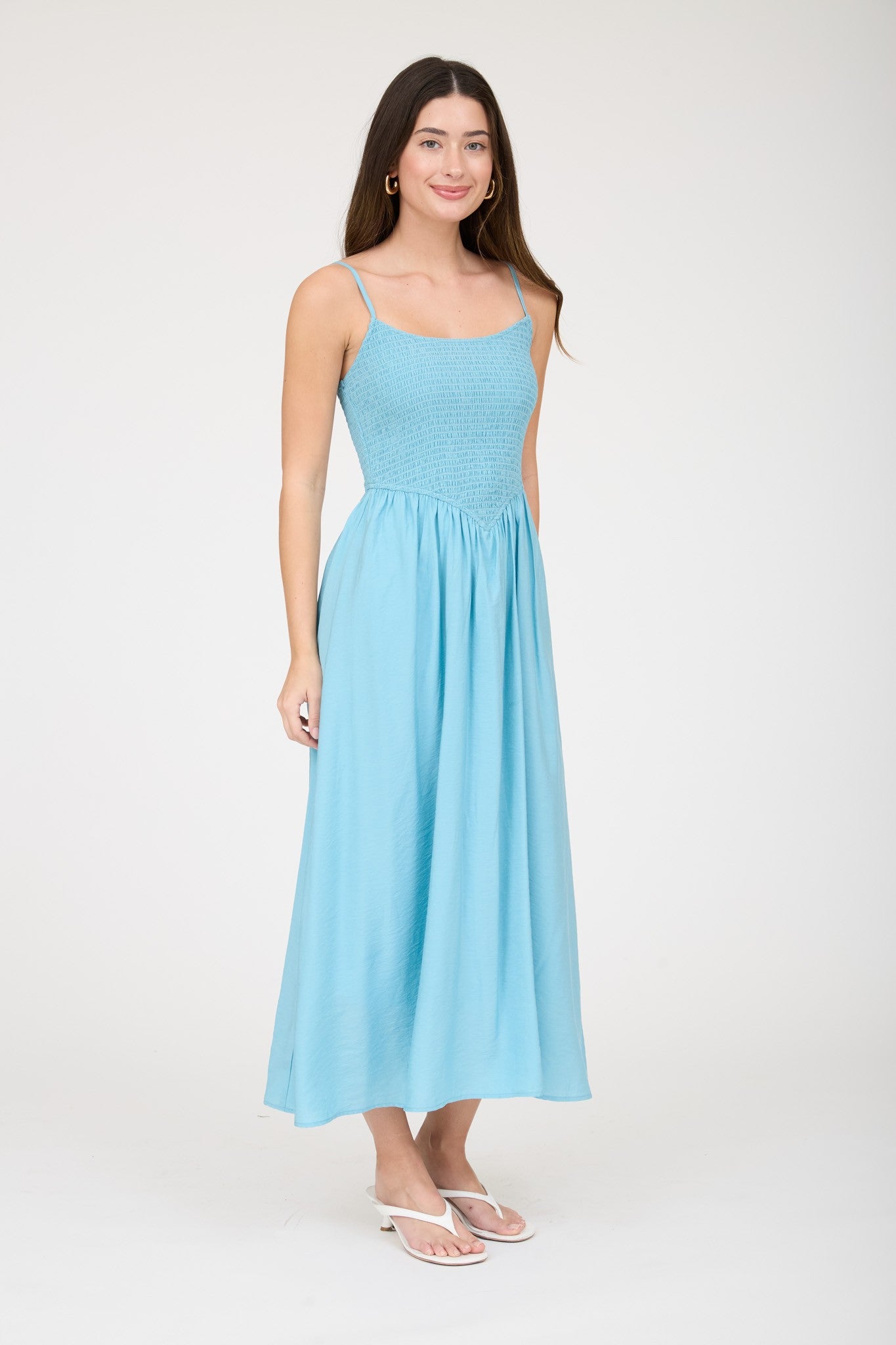DD 1450 - Smocked Basque Waist Midi Dress