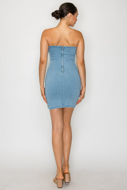 DD 1438 - Denim Bodycon Tube Dress