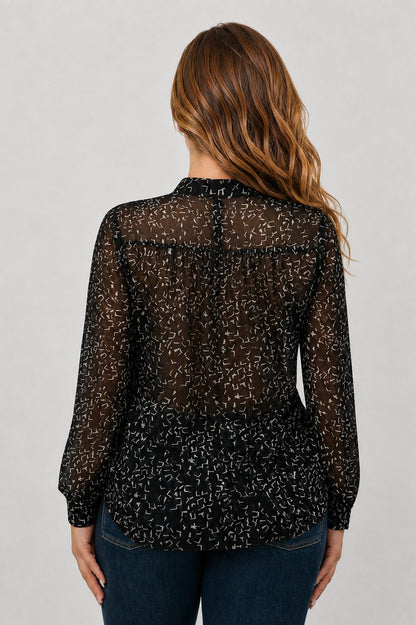 DT 1982 - Long Sleeve Chiffon Printed Shirt