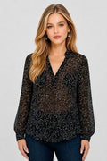 DT 1982 - Long Sleeve Chiffon Printed Shirt