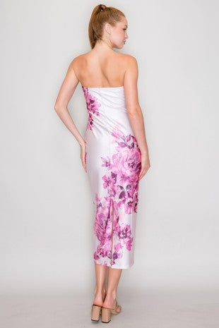 DD 1409 - Floral Contrast Bandeau Dress