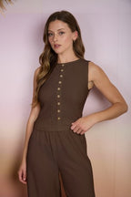 CT 2861 - Textured Mock Neck Sleeveless Top