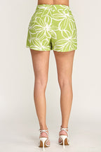 SHT 194 - Buckle Detail Printed Shorts