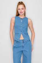 DT 1901 - Striped Denim Vest