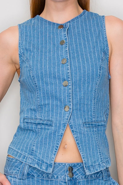 DT 1901 - Striped Denim Vest