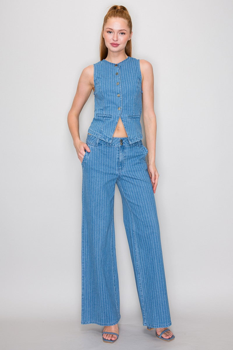 DT 1901 - Striped Denim Vest