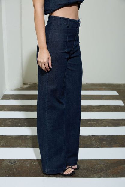 P 855 - Front Seam Wide Leg Jeans