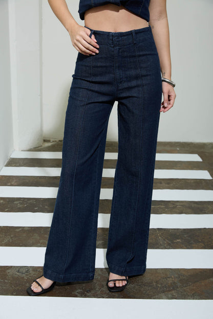 P 855 - Front Seam Wide Leg Jeans