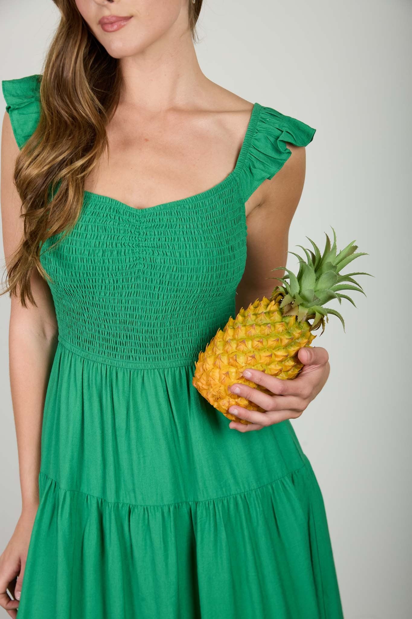 DD 1449 - Smocked Ruffle Sleeve Midi Dress