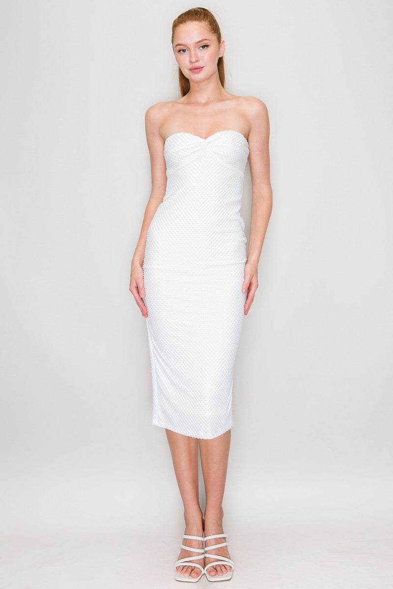 DD 1417 - Front Twist Bodycon Midi Dress