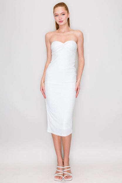 DD 1417 - Front Twist Bodycon Midi Dress