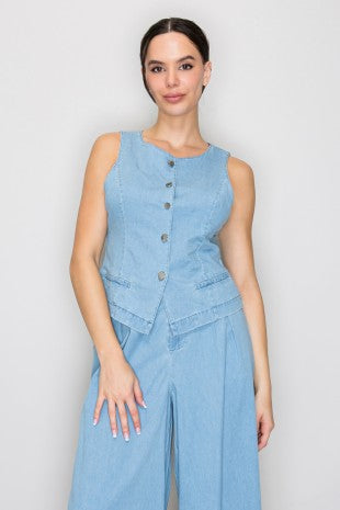 DT 1911 - Button Up Denim Vest