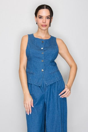 DT 1911 - Button Up Denim Vest