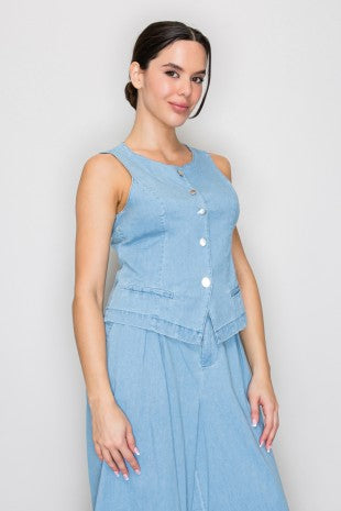 DT 1911 - Button Up Denim Vest