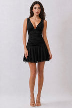 CD 3756 - Side Ruching Layered Mini Dress