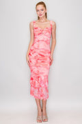 DD 1418 - Cutout Printed Mesh Midi Dress
