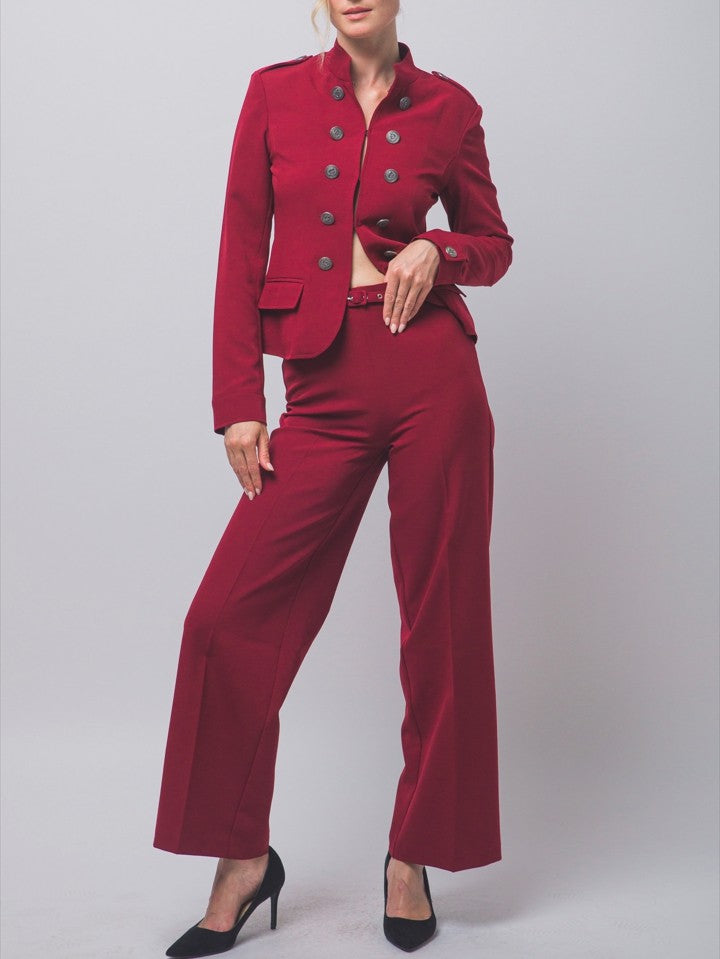 P 879 - High Waisted Wide Leg Trousers