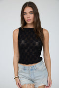 CT 2884 - Sheer Crochet Knit Sleeveless Top
