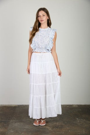 DT 1952 - Sleeveless Pleated Ruffle Top