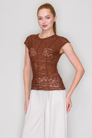 CT 2835 - Floral Lace Sheer Top