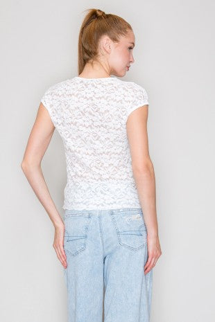 CT 2835 - Floral Lace Sheer Top
