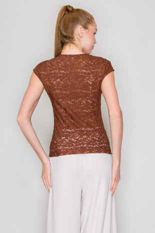 CT 2835 - Floral Lace Sheer Top