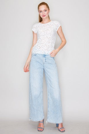 CT 2835 - Floral Lace Sheer Top