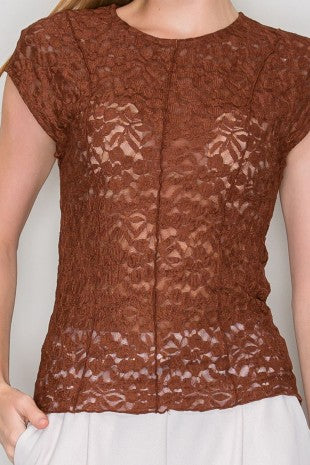 CT 2835 - Floral Lace Sheer Top