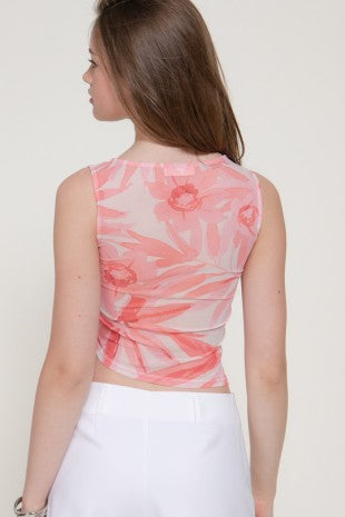 DT 1950 - Sleeveless Boat Neck Mesh Top