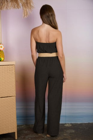 JS 132 - Strapless Belted Wide Leg Jumpsuit