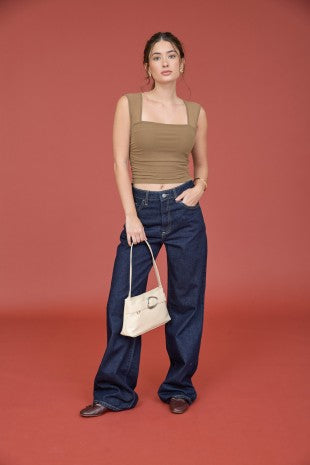 DT 1944 - Ruched Mesh Crop Top