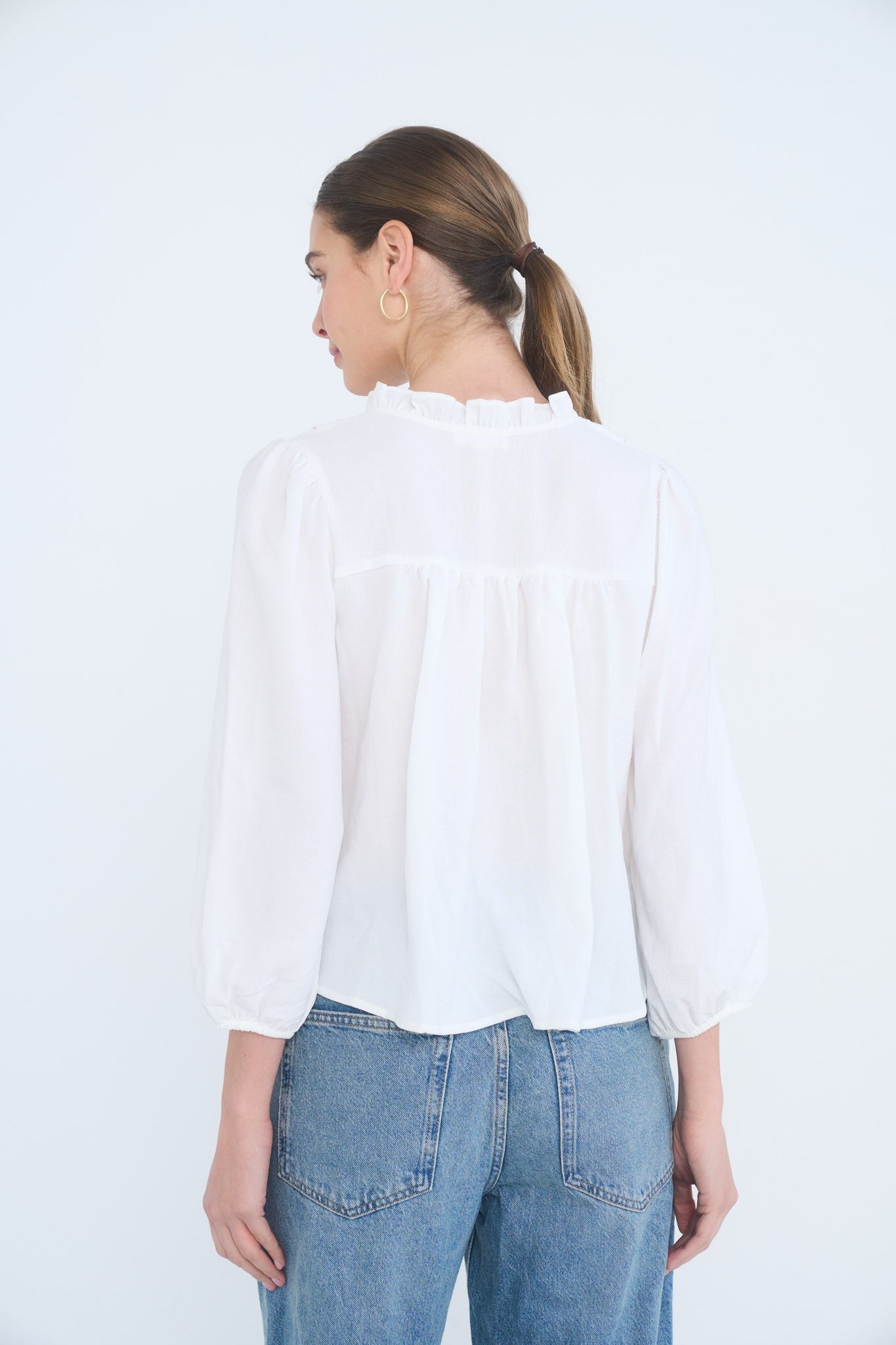 DT 1945 - 3/4 Sleeve Pintuck Detail Blouse