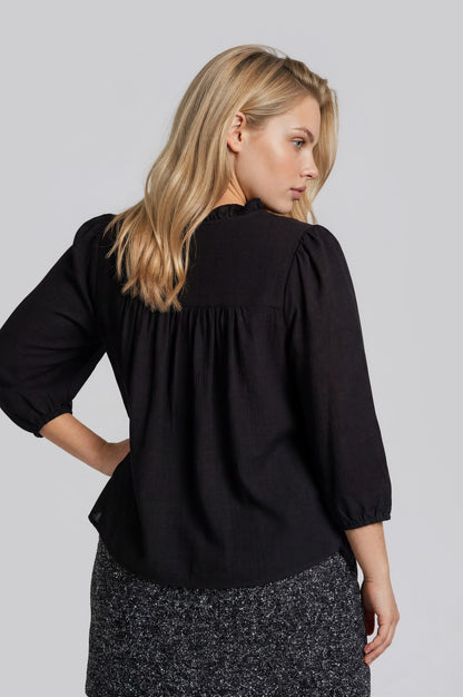 PS 014 - Ruffle Trim Pintuck Detail Blouse