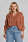 PS 014 - Ruffle Trim Pintuck Detail Blouse