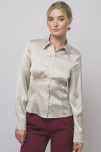 DT 1957 - Satin Button Down Blouse