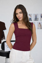 CT 2879 - Square Neck Side Ruching Top