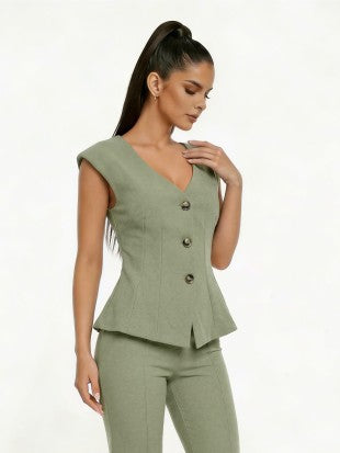 DT 1937 - Cap Sleeve V-Neck Top